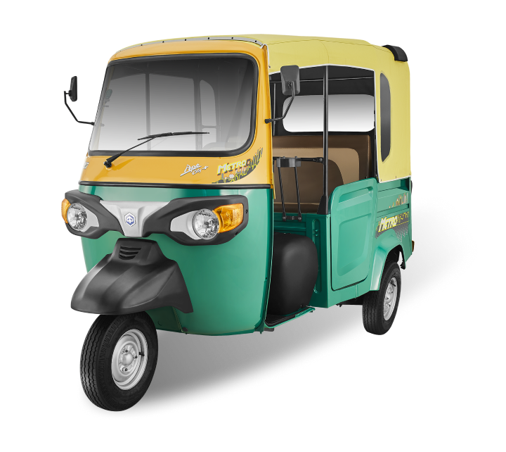 Piaggio Apé Metro CNG – Low-emission passenger three-wheeler for export from India.